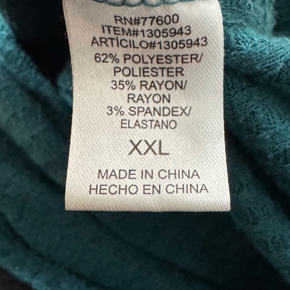 Chaser Plus Size Waffle Knit Thermal Button Detail On Sleeve Cuff Teal Green XXL - Picture 12 of 15